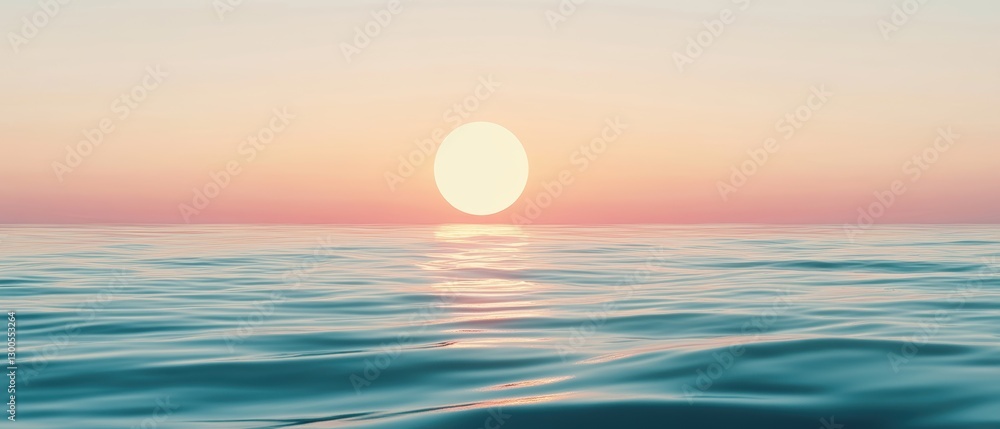 Serene Sunset Over Tranquil Ocean Waves with Soft Pastel Hues Serene Sunset Over Tranquil Ocean Waves with Soft Pastel Hues