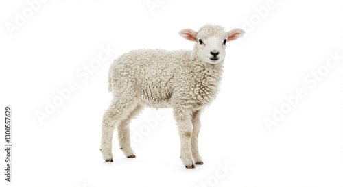 Adorable Fluffy Lamb Farm Animal White Background