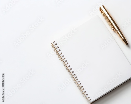 Minimalist Workspace with Blank Notebook and Elegant Pen on Table