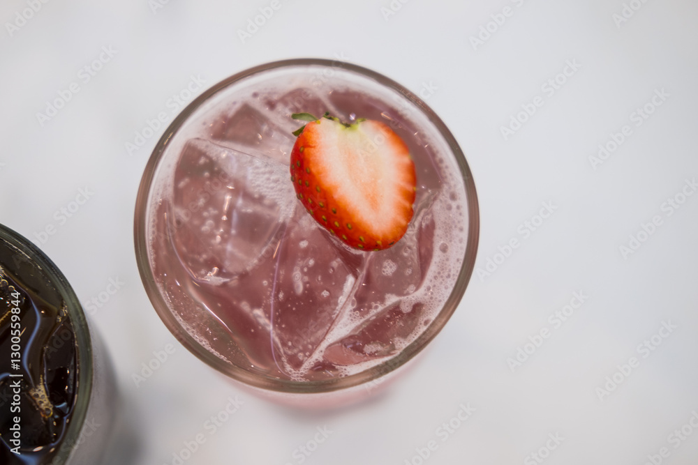 custom made wallpaper toronto digitalIced cold strawberry soda with fresh slice strawberry on top