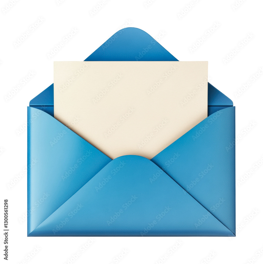 Blue envelope with blank note inside for personal messages or invitations suitable for various occasions, cut out Blue envelope with blank note inside for personal messages or invitations suitable for various occasions, cut out