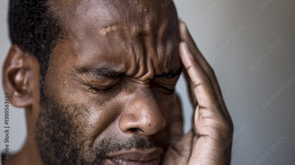 Fototapeta premium A man with headache and stressed expression.
