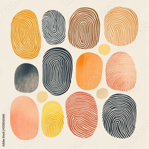 Abstract Colorful Shapes with Lines on Light Background