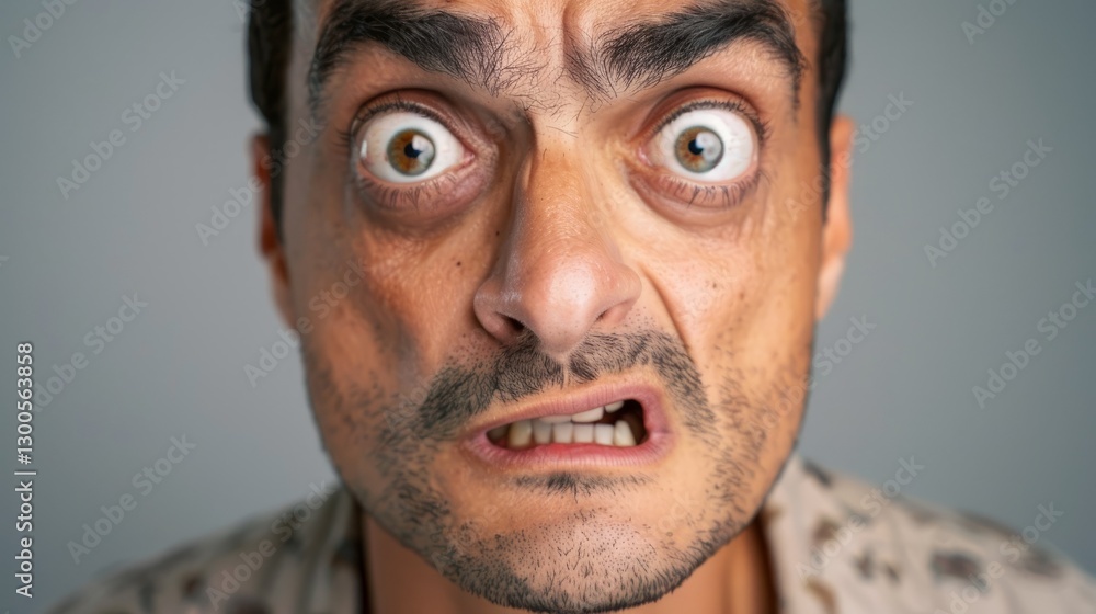 Obraz premium The image features a person making an exaggerated face.