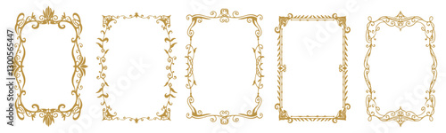 Floral golden vintage and classic frame borderline. Decorative element frame background set of vector