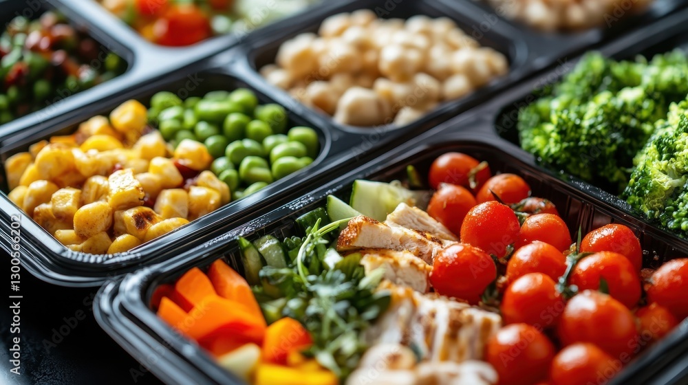 Colorful Healthy Meal Prep Containers with Fresh Ingredients Colorful Healthy Meal Prep Containers with Fresh Ingredients