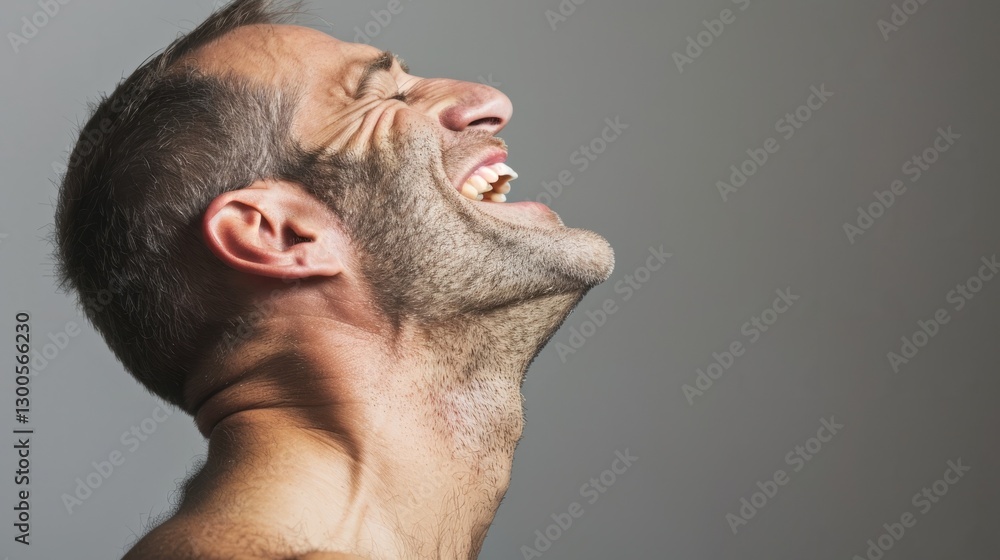 Obraz premium A man looking at a camera while making an exaggerated facial expression.