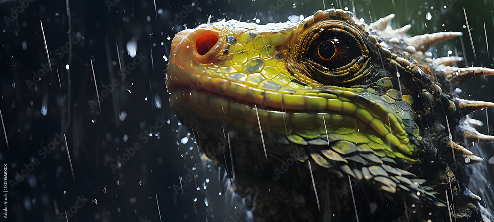 a Lizard and a monster in rain Storm a Lizard and a monster in rain Storm