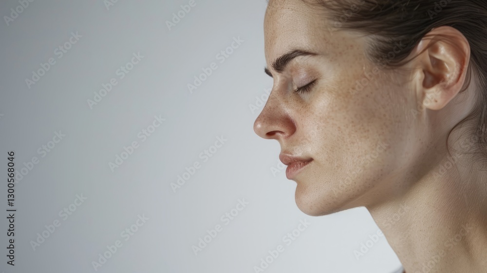 The image shows a person from behind, focusing on their profile, resting with eyes closed. The focus is on their face, particularly the eyes and nose area. The image shows a person from behind, focusing on their profile, resting with eyes closed. The focus is on their face, particularly the eyes and nose area.