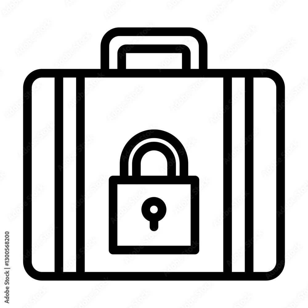 Locked Briefcase Vector Line Icon Design Locked Briefcase Vector Line Icon Design