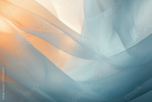 Elegant Flowing Fabric Textures in Soft Blue and Orange Tones