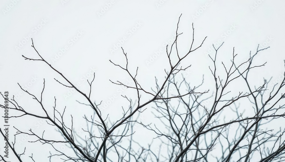 Intricate, bare branches stark against a pure white backdrop, twigs, elegant Intricate, bare branches stark against a pure white backdrop, twigs, elegant