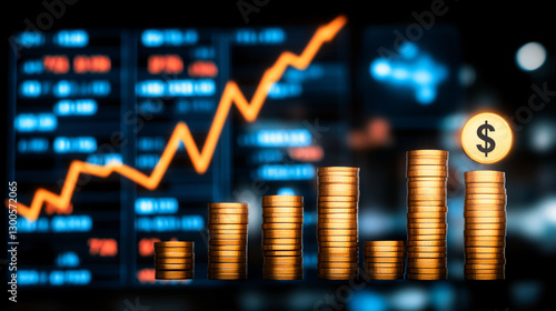 Abstract 3D glass graph representing financial growth with soft gradient light, symbolizing business success, data analysis, and economic progress