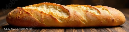 Freshly baked baguette with a warm golden crust, French bread, warm bread, artisanal bread