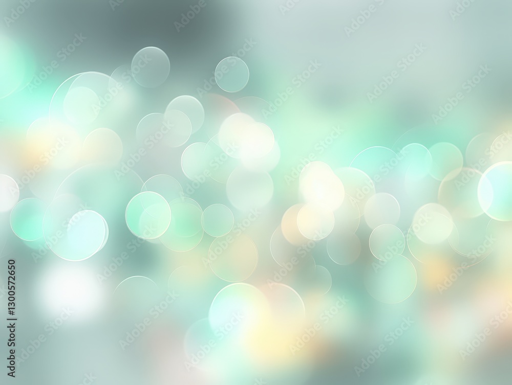 Obraz premium Abstract teal bokeh background; light circles, soft focus