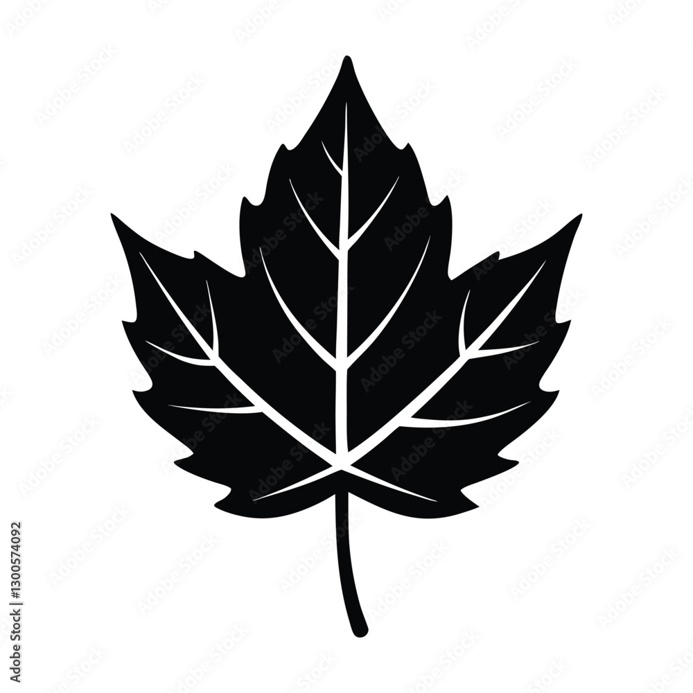 Obraz premium autumn leaf icon of silhouette black shape vector illustration isolated on white background