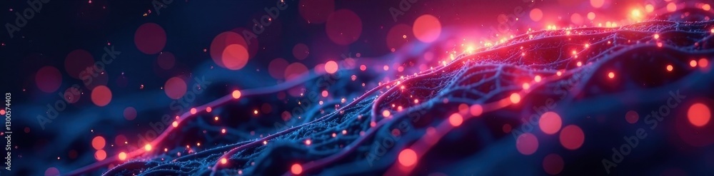 Fototapeta premium Intricate fiber optic network, illuminated backdrop , vibrant, digital, texture