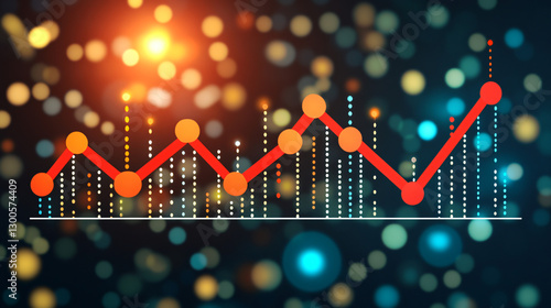 3D abstract frosted glass graph symbolizing financial growth, illuminated by soft gradient lighting, with a modern, clean background representing economic progress and business success.