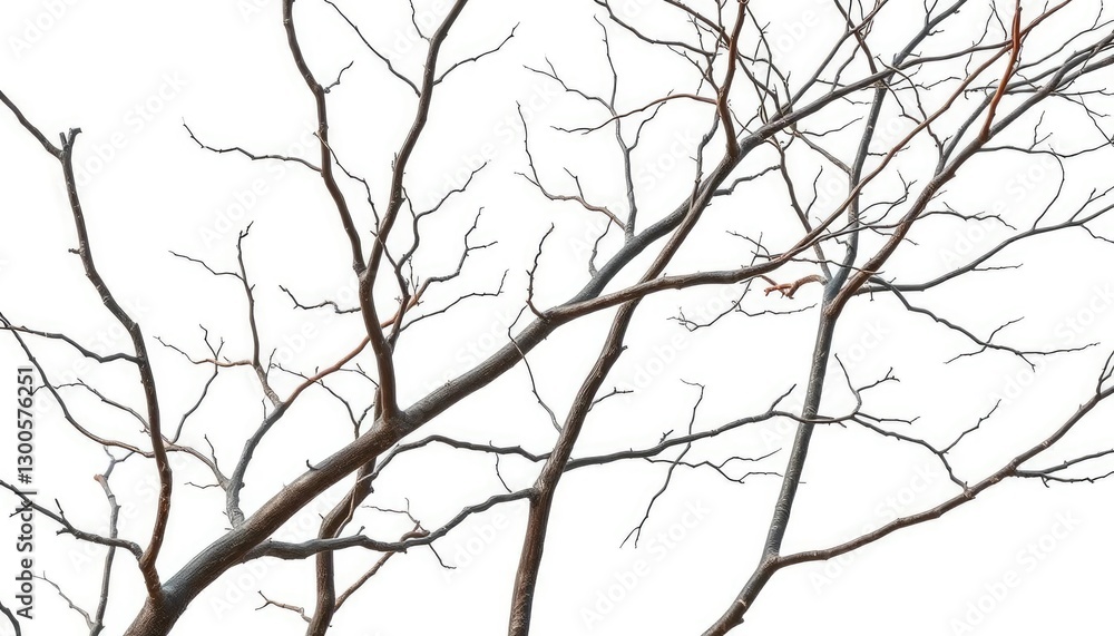 Bare, gnarled branches isolated against a pure white backdrop, minimalism, texture Bare, gnarled branches isolated against a pure white backdrop, minimalism, texture