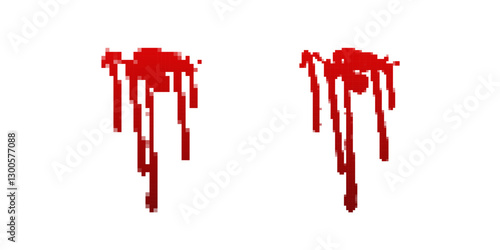 Red paint drips create abstract patterns with vivid colors. the image showcases artistic expression.