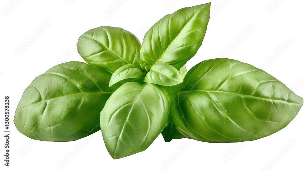 Fototapeta premium Fresh green basil isolated on transparent background