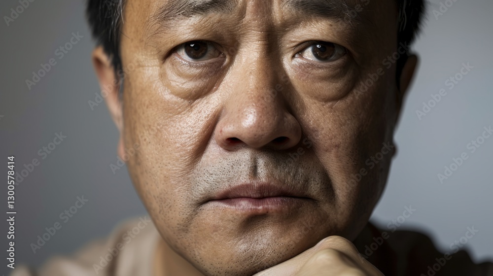 Fototapeta premium The image features an older Asian man.