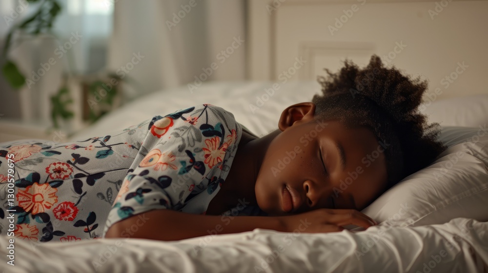 A young child asleep in bed. A young child asleep in bed.