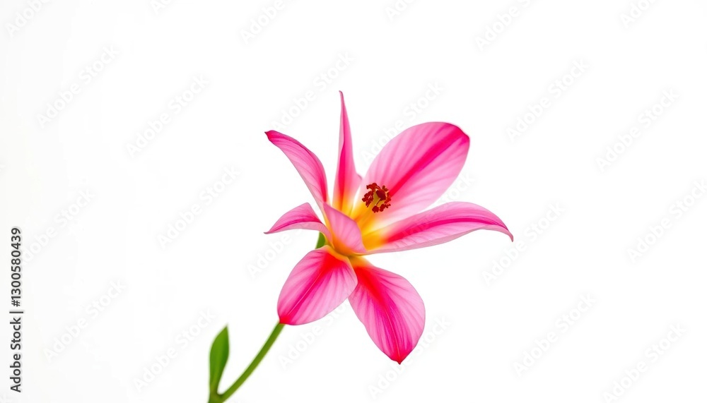 Naklejka premium A single vibrant bloom, petals unfurled, set against a pure white backdrop, wallpaper, macro