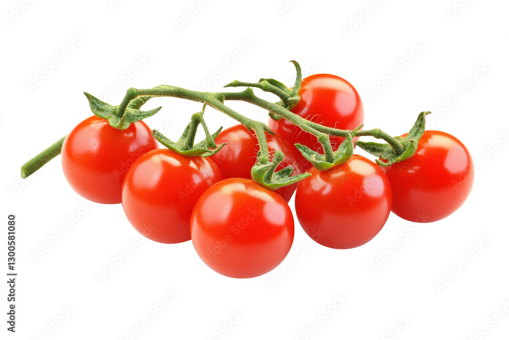 A bunch of ripe cherry tomatoes, bright red and glossy, isolated on transparent background, PNG A bunch of ripe cherry tomatoes, bright red and glossy, isolated on transparent background, PNG