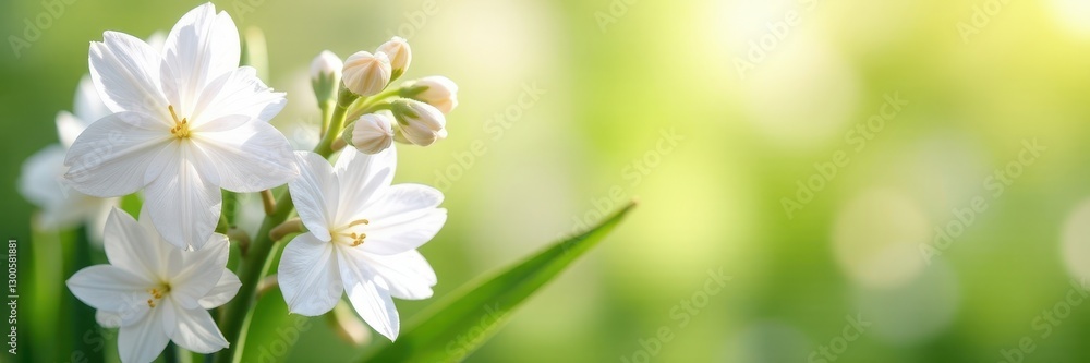 Pure white hyacinth flowers against a bright spring backdrop , serene, airy Pure white hyacinth flowers against a bright spring backdrop , serene, airy