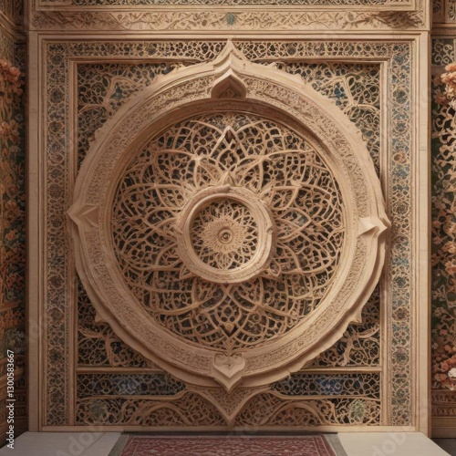 Intricate Moroccan architecture-inspired floral pattern on a vector background,  patterns,  decorative