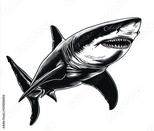 Drawing_of_a_Great_White_Shark_Swimming_the_Ocean