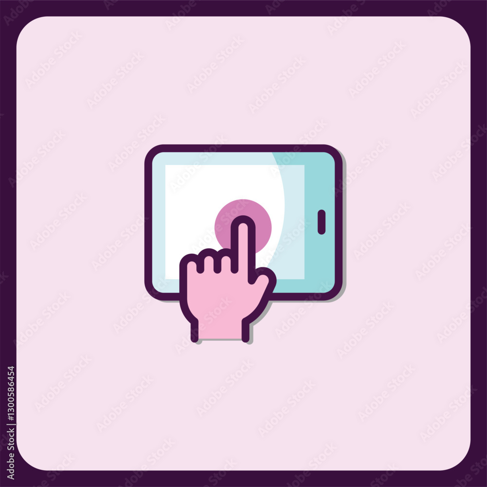 Hand Touching Tablet Screen Icon, Modern UI Element Hand Touching Tablet Screen Icon, Modern UI Element