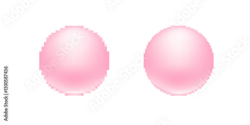 Two identical shiny pink spheres with soft gradient highlights and a smooth, flawless surface.