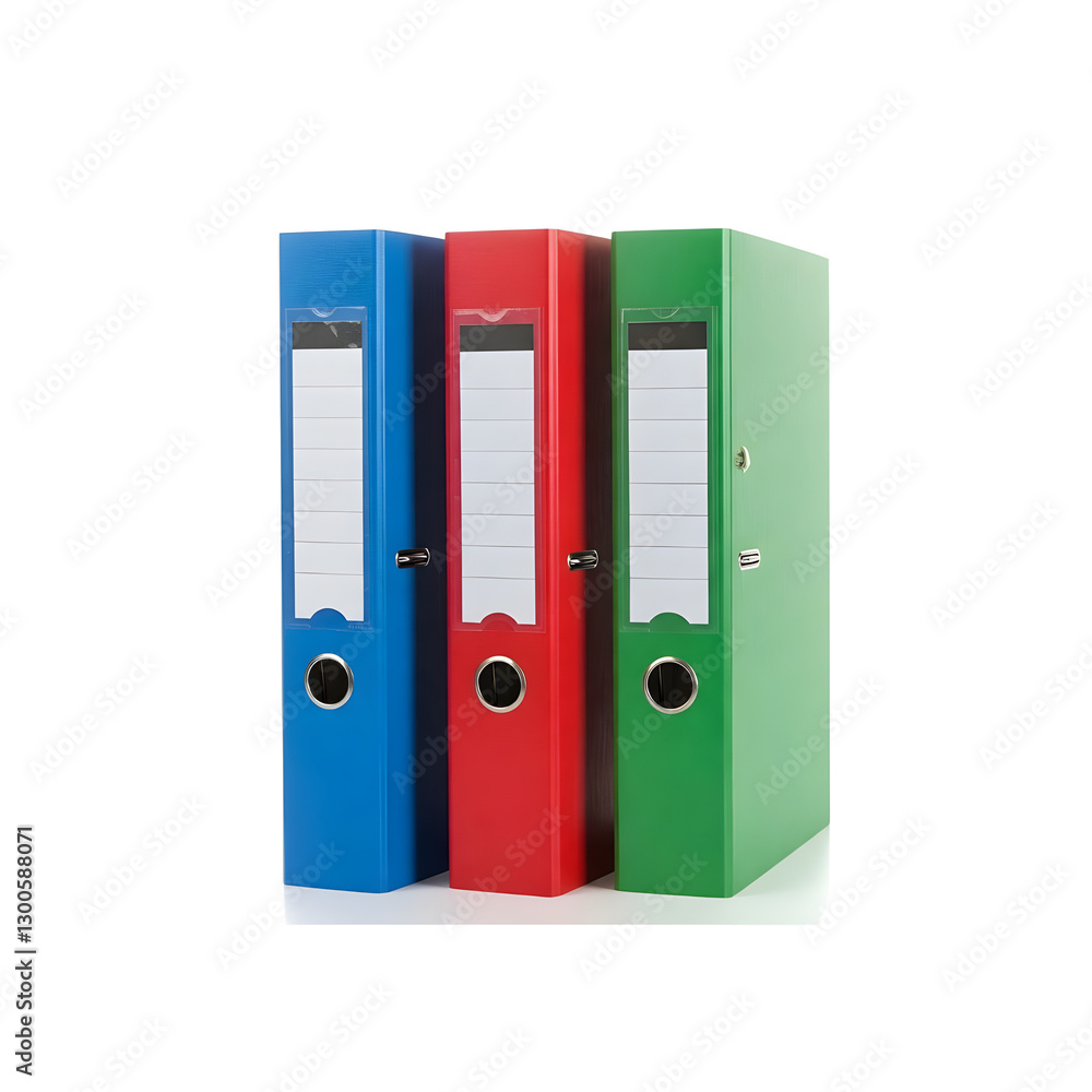 Colorful ring binders standing on white background Colorful ring binders standing on white background