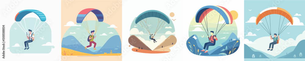 Fototapeta premium vector of young people playing paragliding