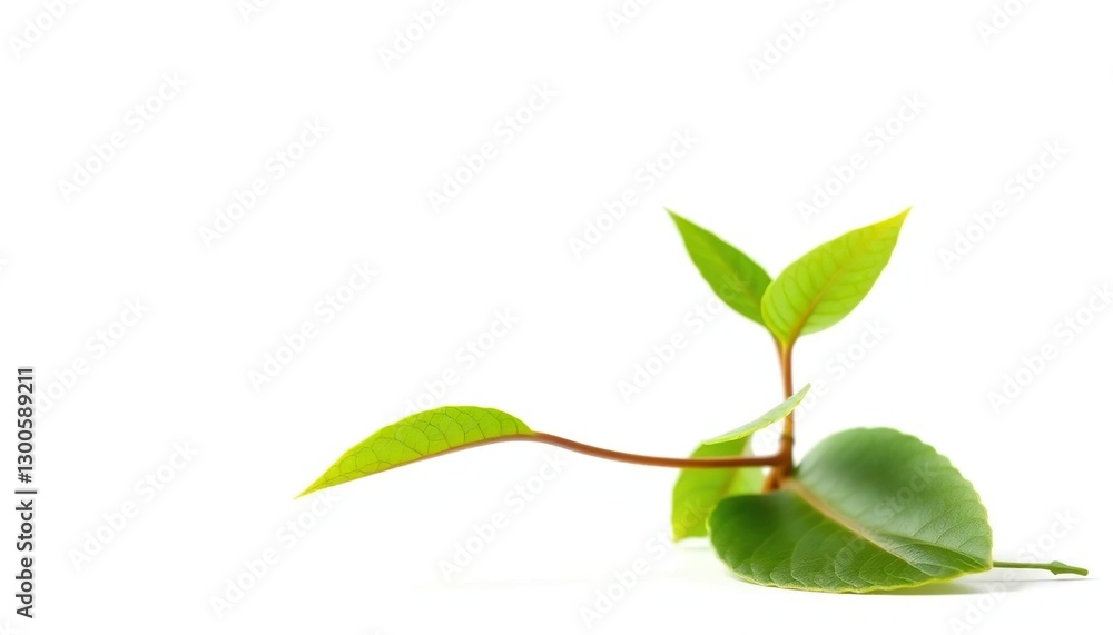 Obraz premium Single vibrant green plant, isolated on pure white, plant, alone