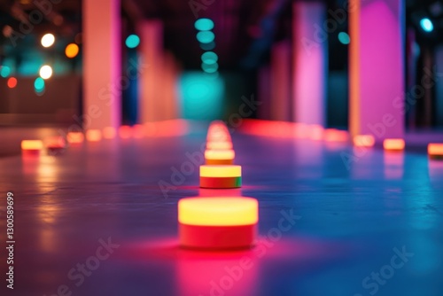 Wallpaper Mural Event floor markers in minimal style with leading lines composition overhead lighting and negative space Torontodigital.ca