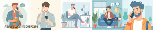 vector young man is calling someone