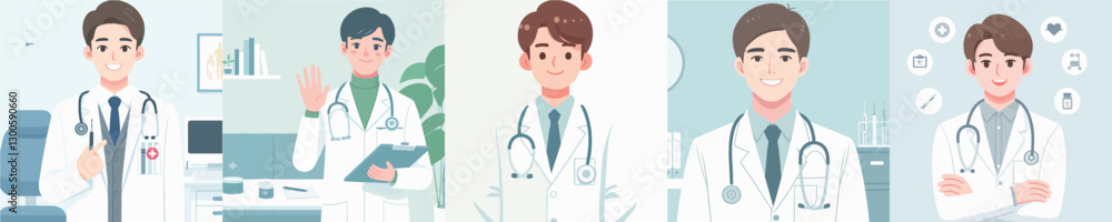 vector of smiling handsome doctor character vector of smiling handsome doctor character