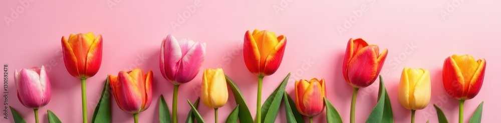 Vibrant tulips against a soft pink backdrop with geometric shapes , abstract, stylish, soft Vibrant tulips against a soft pink backdrop with geometric shapes , abstract, stylish, soft