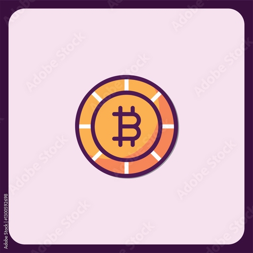 Modern Bitcoin Cryptocurrency Coin Icon Design Illustration