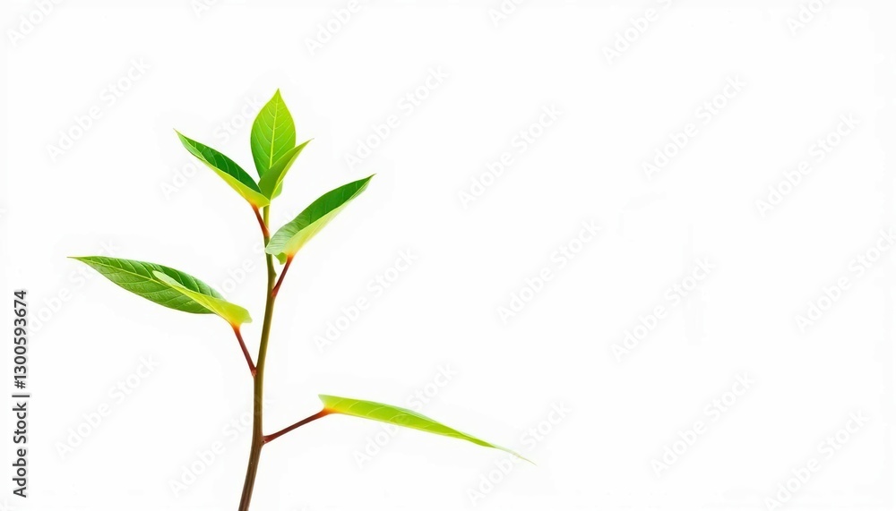 Obraz premium Single vibrant green plant, isolated on pure white, vibrant, growth