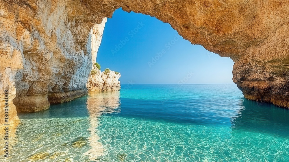 Fototapeta premium A Serene Underwater Cave Adventure