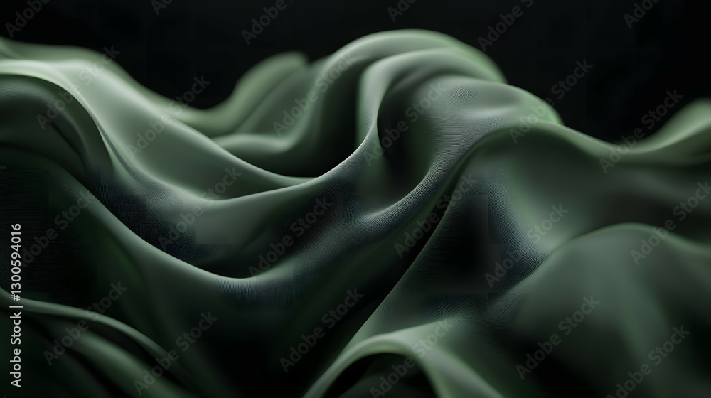 Obraz premium Abstract green wave on a black background