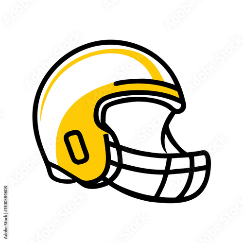 Football helmet, sporty, stylized, on white background, copy space