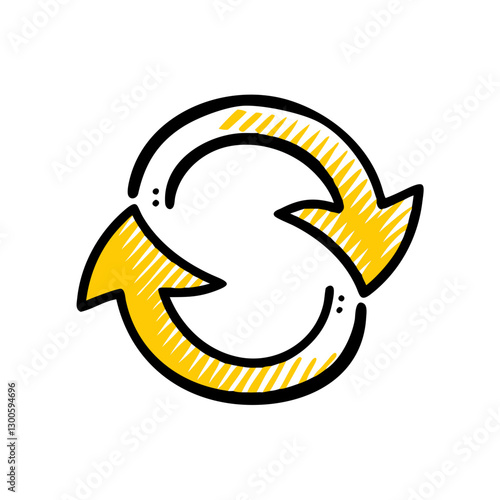 Recycle symbol, sustainable, stylized, on white background, copy space