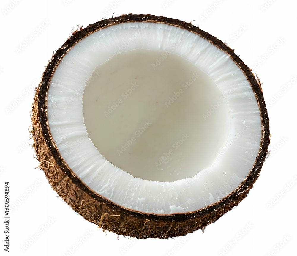 Freshly Opened Coconut Half with Textured Shell Freshly Opened Coconut Half with Textured Shell