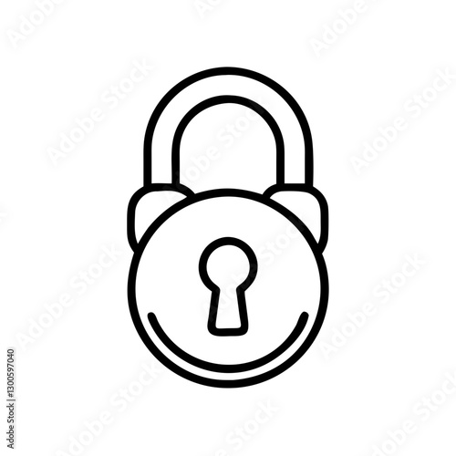 Lock icon with keyhole, symbolizes security and protection, black outline, modern design