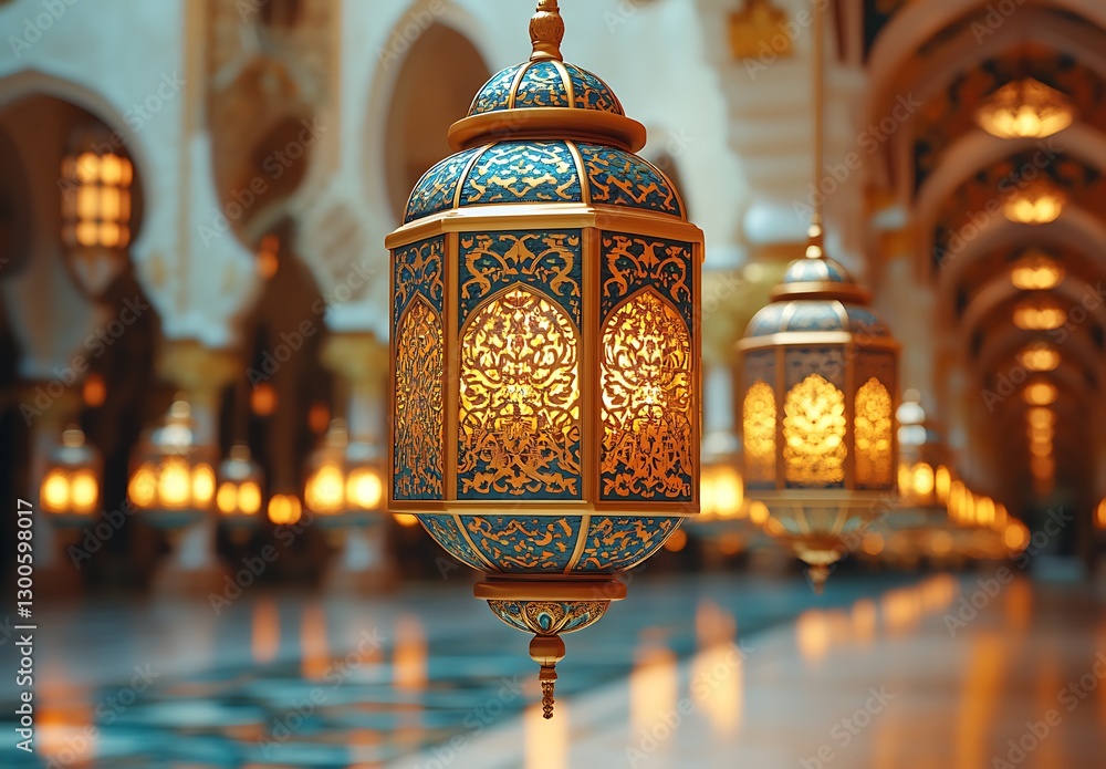 Ornate Lanterns Hanging in a Grand Illuminated Hallway
Ornate Lanterns Hanging in a Grand Illuminated Hallway